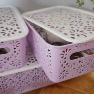 Úložný box s vekom malý - fialový