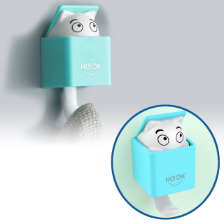 Nalepovací háčik mačka - modrý