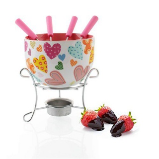 6-dielny fondue set na čokoládu Choco Hearts