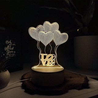 Dekoratívna 3D lampa - srdiečka