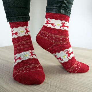 Vianočné ponožky s nórskym vzorom - červené