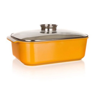 Pekáč so sklenenou pokrievkou 40x25 cm Gourmet Ceramia - oranžová