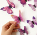 Set svietiacich motýlikov na stenu - fialový